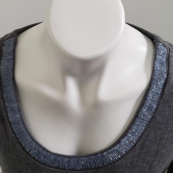 Petite XL beaded neckline, grey sweater, Apt. 9 - Picture 4 of 12